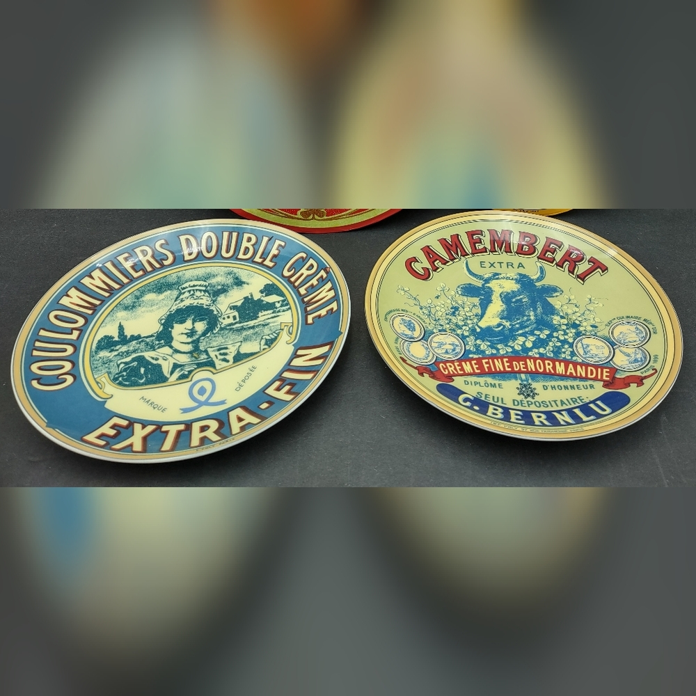 Camembert BIA Cordon Bleu 8 inch Cheese Plates set of 2, 2003/2004